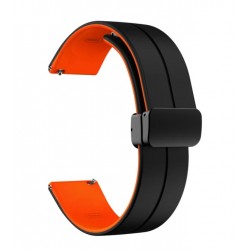 Silikonový řemínek s magnetickou sponou pro Amazfit Cheetah Pro černo-oranžový
